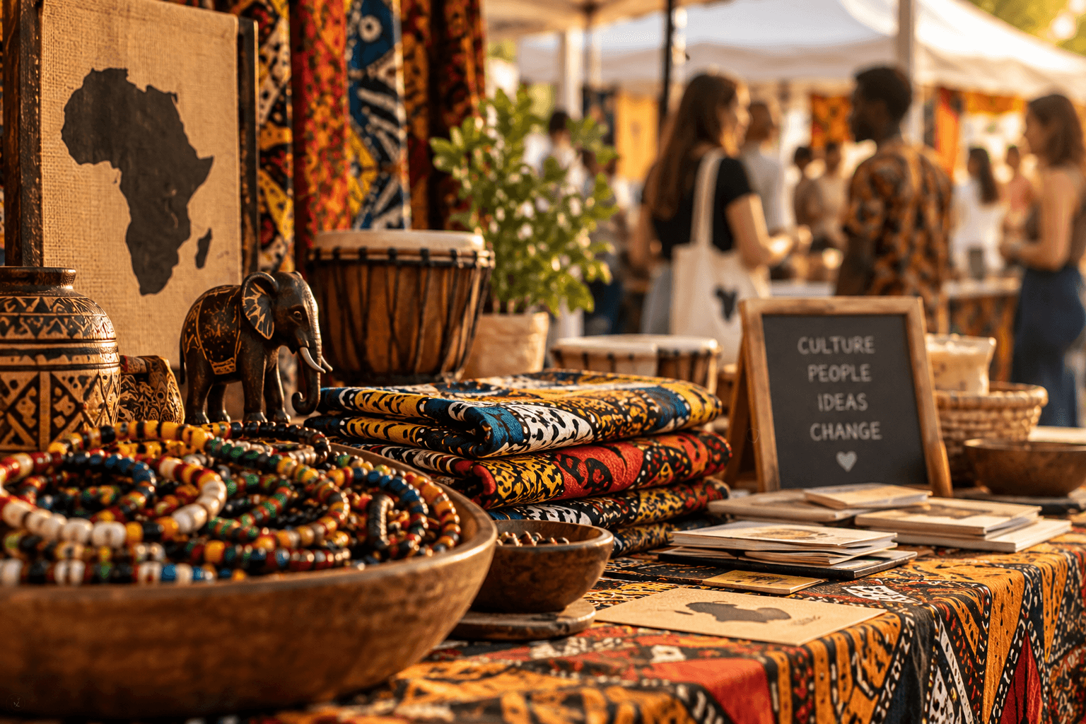 A close-up of colorful cultural crafts, textiles, and bracelets